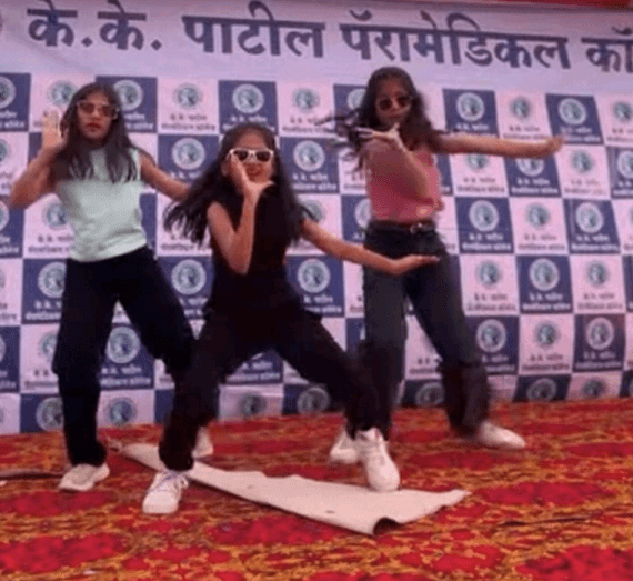 Students performing dance with sunglasses at Freshers Party