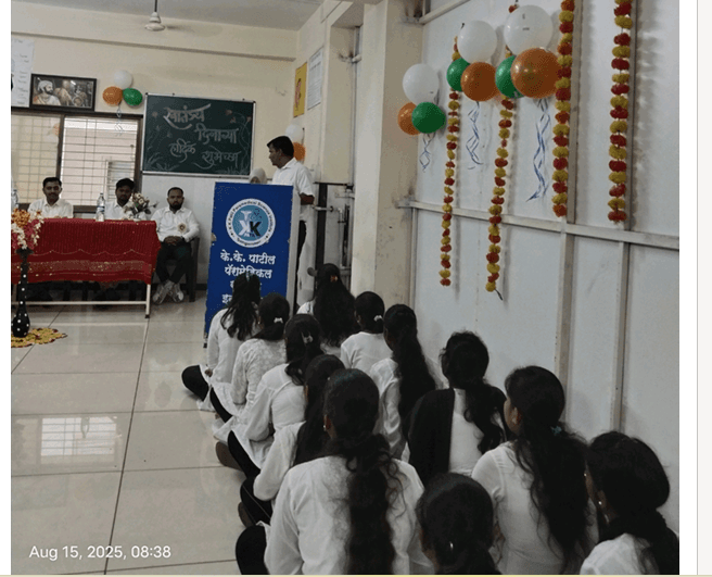 Students seated in assembly hall for Republic Day celebration